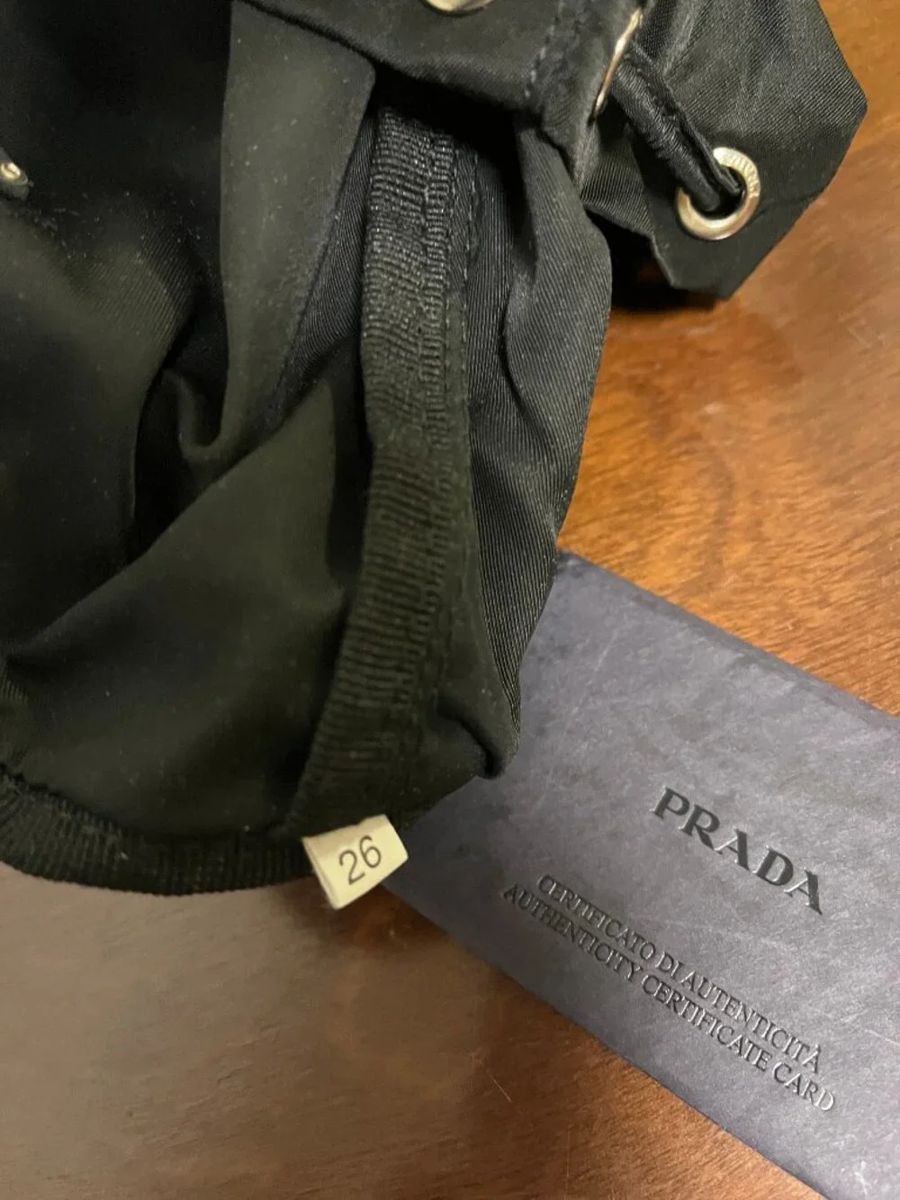 Y2K PRADA Black Nylon Drawstring Mini Bag pouch with Authentication card - Picture 9 of 10